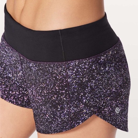 Lululemon Speed Up Athletic Shorts Crystalline Multi Black Purple Size 10 - Picture 1 of 8